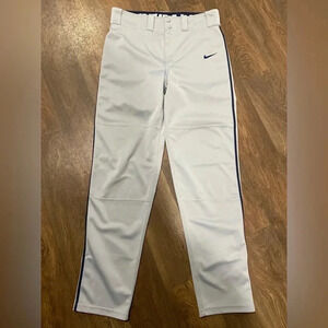 Nike Dri Fit light gray/navy long straight leg baseball pant. Size Small